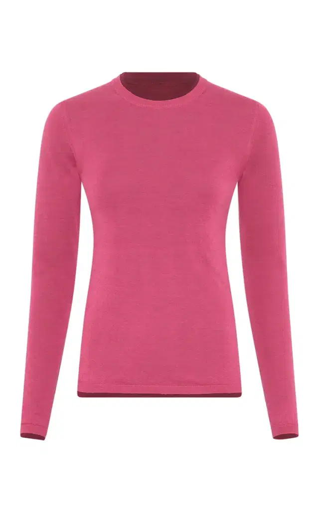Gabriela Hearst Leif Reversible Knit Sweater in Bordeaux & Fuchsia Cashmere Silk