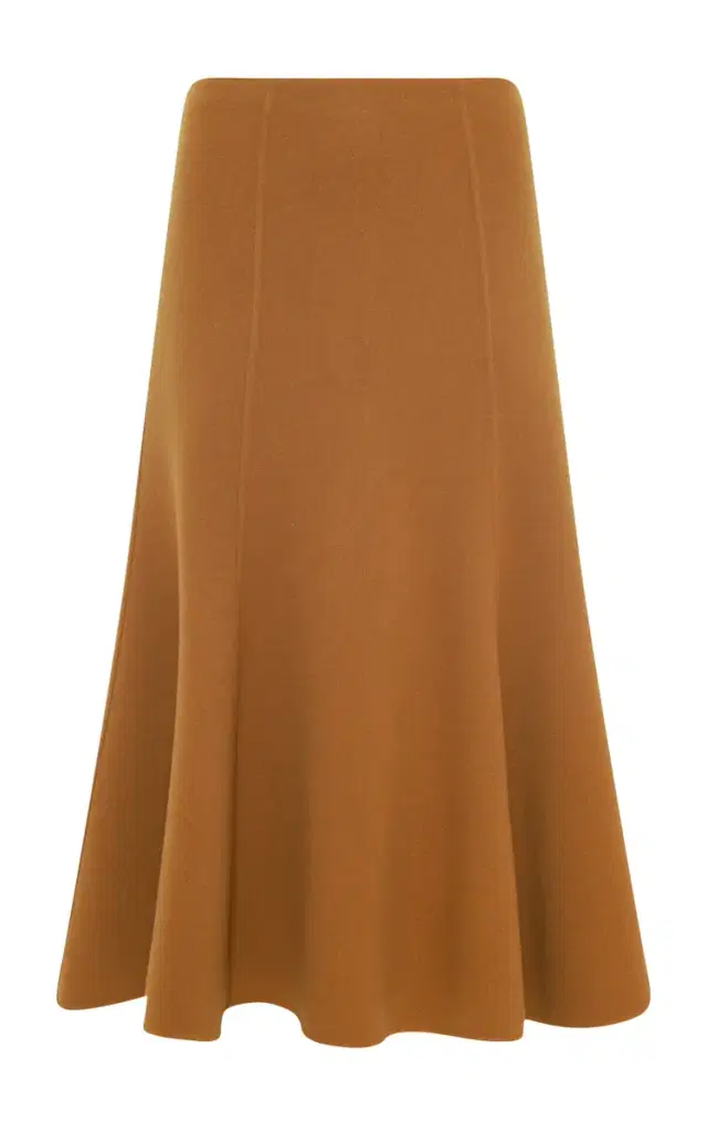 Gabriela Hearst Patterson Midi Skirt in Yellow Ochre Double-face Recycled Cashmere