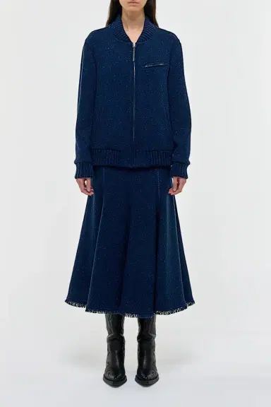 Gabriela Hearst Amy Midi Skirt in Electric Navy Speckled Cashmere | Thumbnail 3 Gabriela Hearst Amy Midi Skirt in Electric Navy Speckled Cashmere | Thumbnail 3