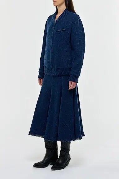 Gabriela Hearst Amy Midi Skirt in Electric Navy Speckled Cashmere | Thumbnail 4 Gabriela Hearst Amy Midi Skirt in Electric Navy Speckled Cashmere | Thumbnail 4
