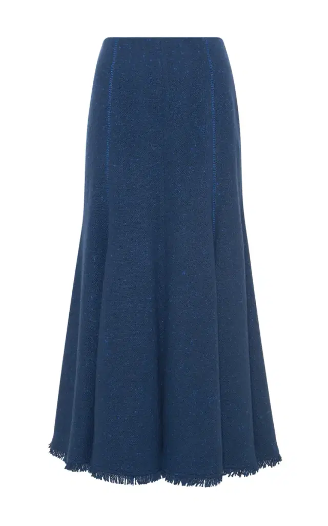 Gabriela Hearst Amy Midi Skirt in Electric Navy Speckled Cashmere
