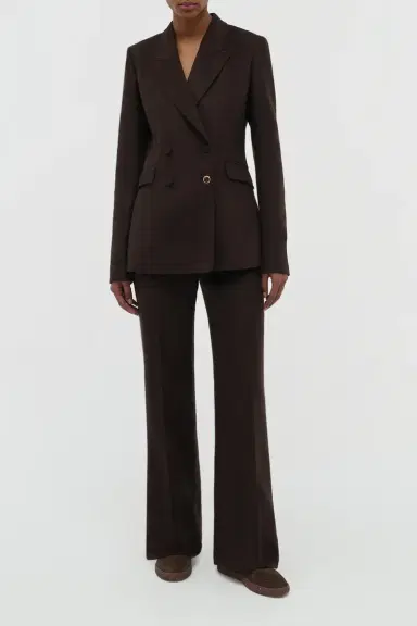 Gabriela Hearst Vesta Flare Pant in Chocolate Winter Silk | Thumbnail 2 Gabriela Hearst Vesta Flare Pant in Chocolate Winter Silk | Thumbnail 2