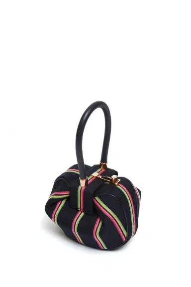 Gabriela Hearst Striped Demi Bag in Navy Wool | Thumbnail 4 Gabriela Hearst Striped Demi Bag in Navy Wool | Thumbnail 4