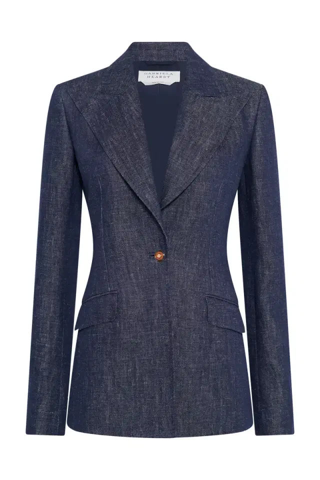 Gabriela Hearst Leiva Blazer in Stone Washed Linen Denim