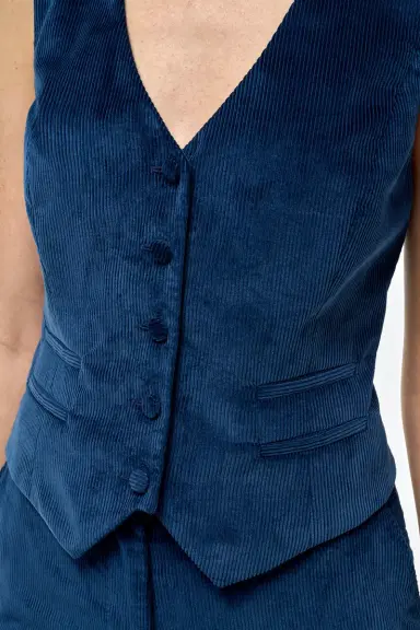 Gabriela Hearst Coleridge Vest in Electric Navy Sea Island Cotton Corduroy | Thumbnail 5