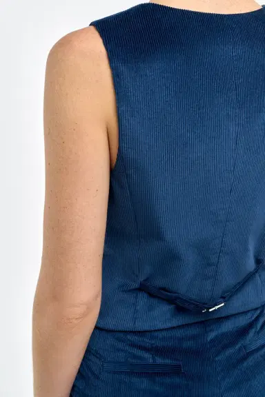 Gabriela Hearst Coleridge Vest in Electric Navy Sea Island Cotton Corduroy | Thumbnail 6
