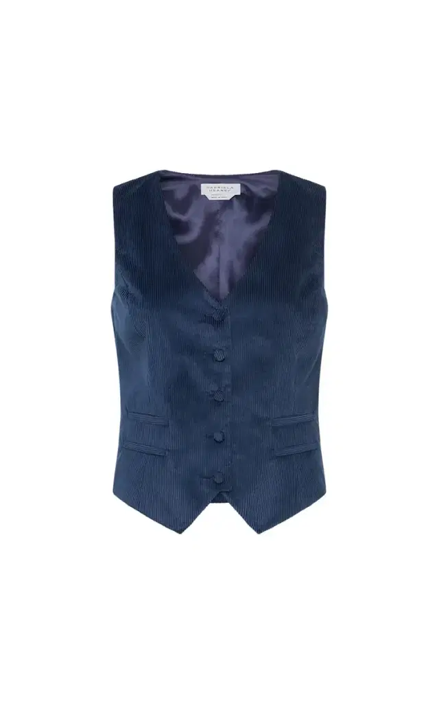 Gabriela Hearst Coleridge Vest in Electric Navy Sea Island Cotton Corduroy