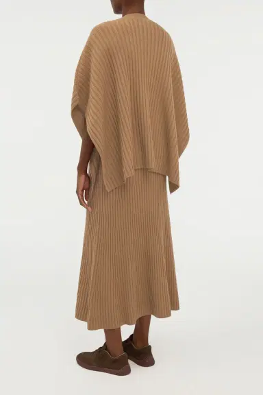 Gabriela Hearst Baron Knit Cropped Poncho in Camel Merino Wool Cashmere | Thumbnail 5 Gabriela Hearst Baron Knit Cropped Poncho in Camel Merino Wool Cashmere | Thumbnail 5