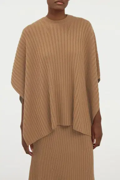 Gabriela Hearst Baron Knit Cropped Poncho in Camel Merino Wool Cashmere | Thumbnail 6 Gabriela Hearst Baron Knit Cropped Poncho in Camel Merino Wool Cashmere | Thumbnail 6