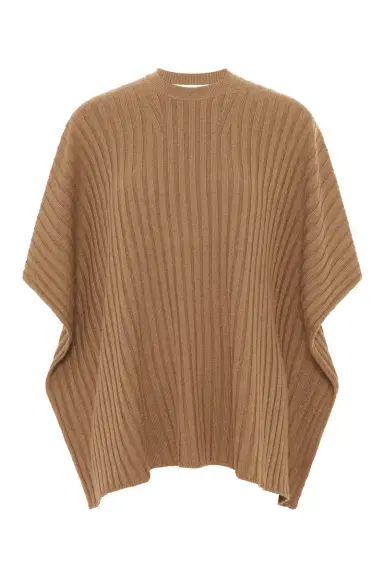 Gabriela Hearst Baron Knit Cropped Poncho in Camel Merino Wool Cashmere | Thumbnail 1 Gabriela Hearst Baron Knit Cropped Poncho in Camel Merino Wool Cashmere | Thumbnail 1