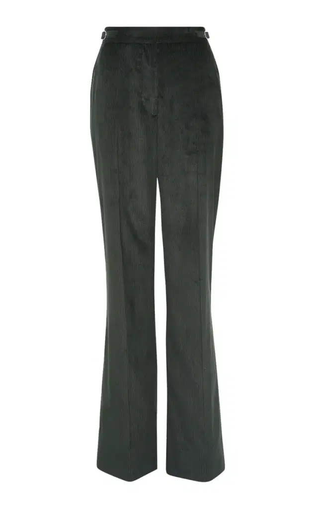Gabriela Hearst Vesta Flare Pant in English Green Sea Island Cotton Corduroy