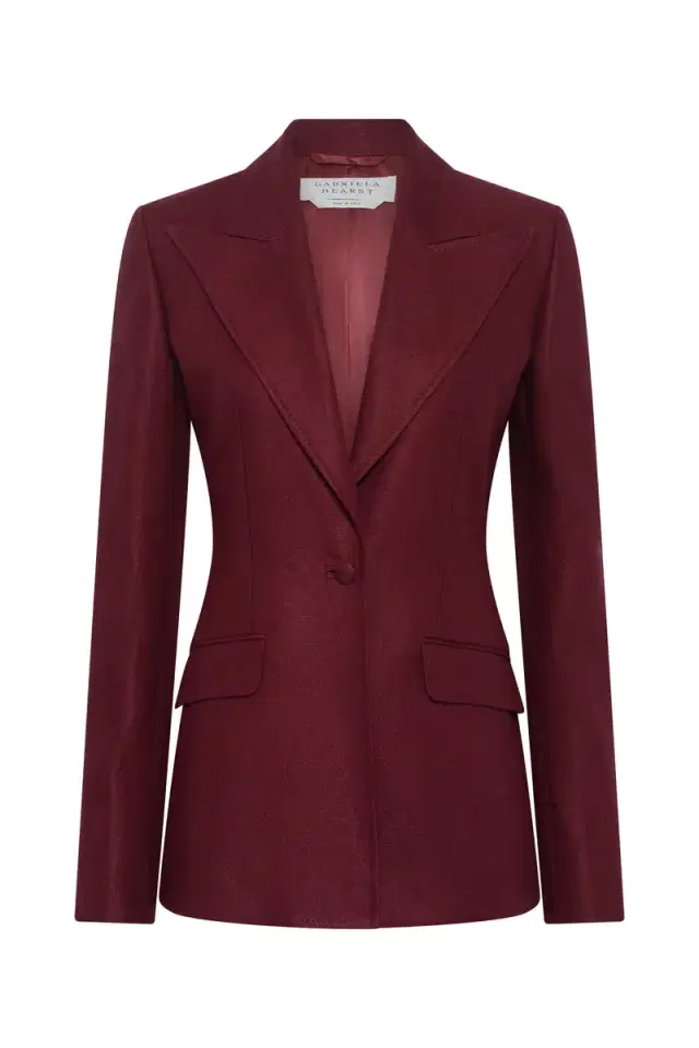 Gabriela Hearst Leiva Blazer in Bordeaux Linen Twill