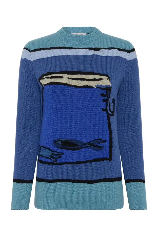 Gabriela Hearst Tarikel Knit Sweater in Water Multi Cashmere