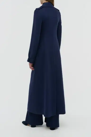 Gabriela Hearst Houstt Trench Coat in Navy Winter Silk | Thumbnail 4 Gabriela Hearst Houstt Trench Coat in Navy Winter Silk | Thumbnail 4