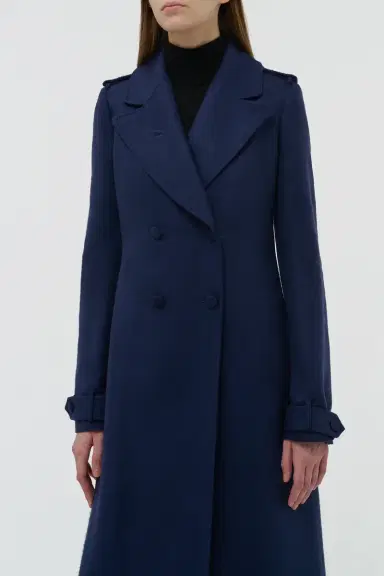 Gabriela Hearst Houstt Trench Coat in Navy Winter Silk | Thumbnail 5 Gabriela Hearst Houstt Trench Coat in Navy Winter Silk | Thumbnail 5