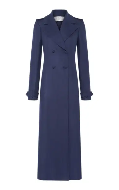 Gabriela Hearst Houstt Trench Coat in Navy Winter Silk | Thumbnail 1 Gabriela Hearst Houstt Trench Coat in Navy Winter Silk | Thumbnail 1