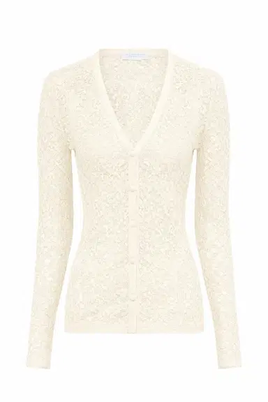 Gabriela Hearst Ultraris Lace Knit Cardigan in Off White Virgin Wool | Thumbnail 1 Gabriela Hearst Ultraris Lace Knit Cardigan in Off White Virgin Wool | Thumbnail 1