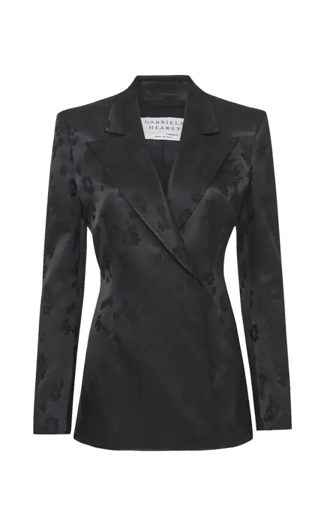 Gabriela Hearst Aleah Blazer in Black Embroidered Silk