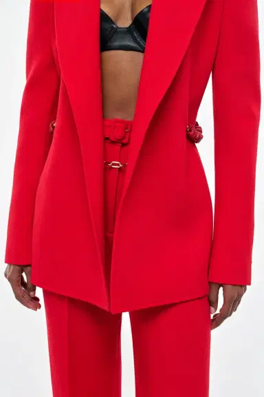 Gabriela Hearst Epona Chain Blazer in Scarlet Red Virgin Wool Crepe | Thumbnail 6 Gabriela Hearst Epona Chain Blazer in Scarlet Red Virgin Wool Crepe | Thumbnail 6