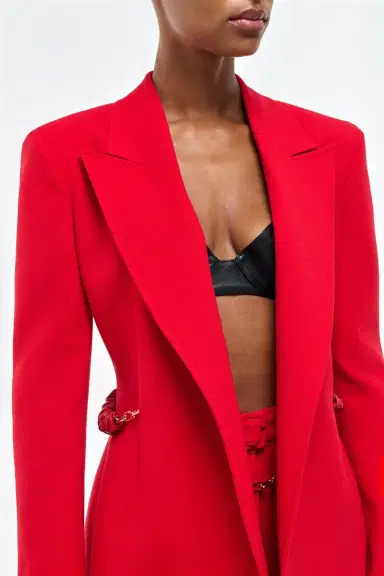 Gabriela Hearst Epona Chain Blazer in Scarlet Red Virgin Wool Crepe | Thumbnail 7 Gabriela Hearst Epona Chain Blazer in Scarlet Red Virgin Wool Crepe | Thumbnail 7