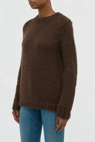 Gabriela Hearst Poros Knit Sweater in Chocolate Cashmere | Thumbnail 3