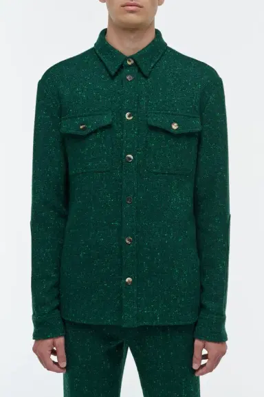Gabriela Hearst Lucas Overshirt in English Green Speckled Cashmere | Thumbnail 2 Gabriela Hearst Lucas Overshirt in English Green Speckled Cashmere | Thumbnail 2