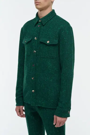 Gabriela Hearst Lucas Overshirt in English Green Speckled Cashmere | Thumbnail 3 Gabriela Hearst Lucas Overshirt in English Green Speckled Cashmere | Thumbnail 3