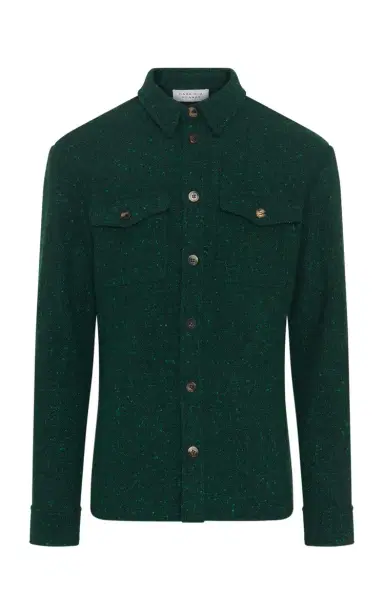 Gabriela Hearst Lucas Overshirt in English Green Speckled Cashmere | Thumbnail 1 Gabriela Hearst Lucas Overshirt in English Green Speckled Cashmere | Thumbnail 1