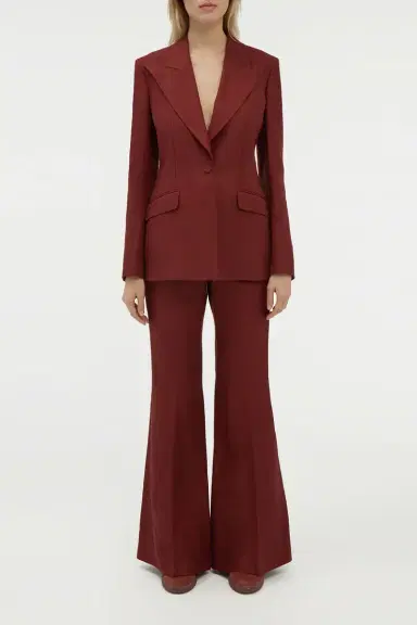 Gabriela Hearst Rhein Flare Pant in Burnt Sienna Linen Twill | Thumbnail 2