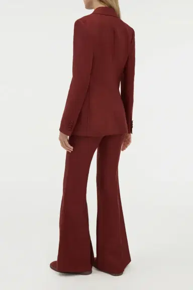 Gabriela Hearst Rhein Flare Pant in Burnt Sienna Linen Twill | Thumbnail 4