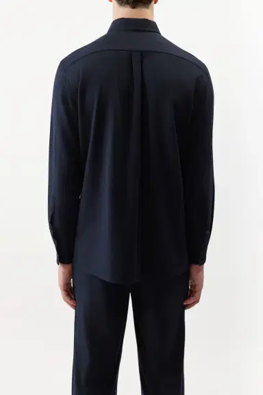 Gabriela Hearst Nicolas Shirt in Dark Navy Virgin Wool | Thumbnail 4