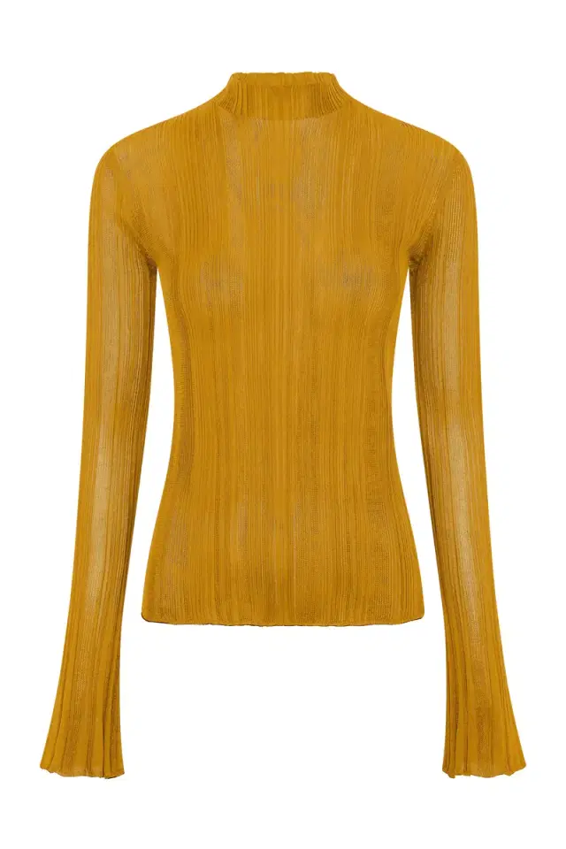 GABRIELA HEARST Aveda Knit Mockneck Sweater in Golden Birch Silk