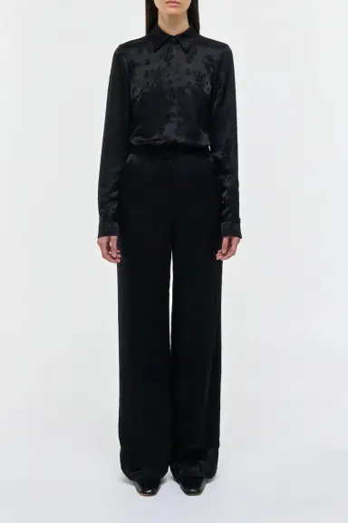 Gabriela Hearst Cruz Shirt in Black Embroidered Silk | Thumbnail 2 Gabriela Hearst Cruz Shirt in Black Embroidered Silk | Thumbnail 2