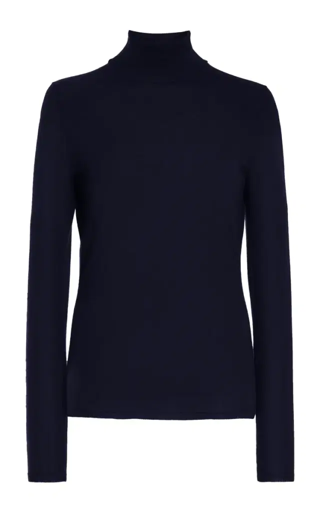 Gabriela Hearst Costa Knit Turtleneck in Dark Navy Cashmere Silk