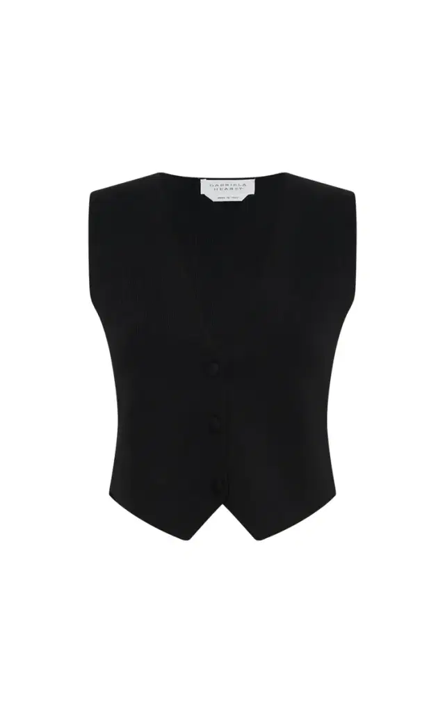 Gabriela Hearst Enso Knit Vest in Black Merino Wool Cashmere