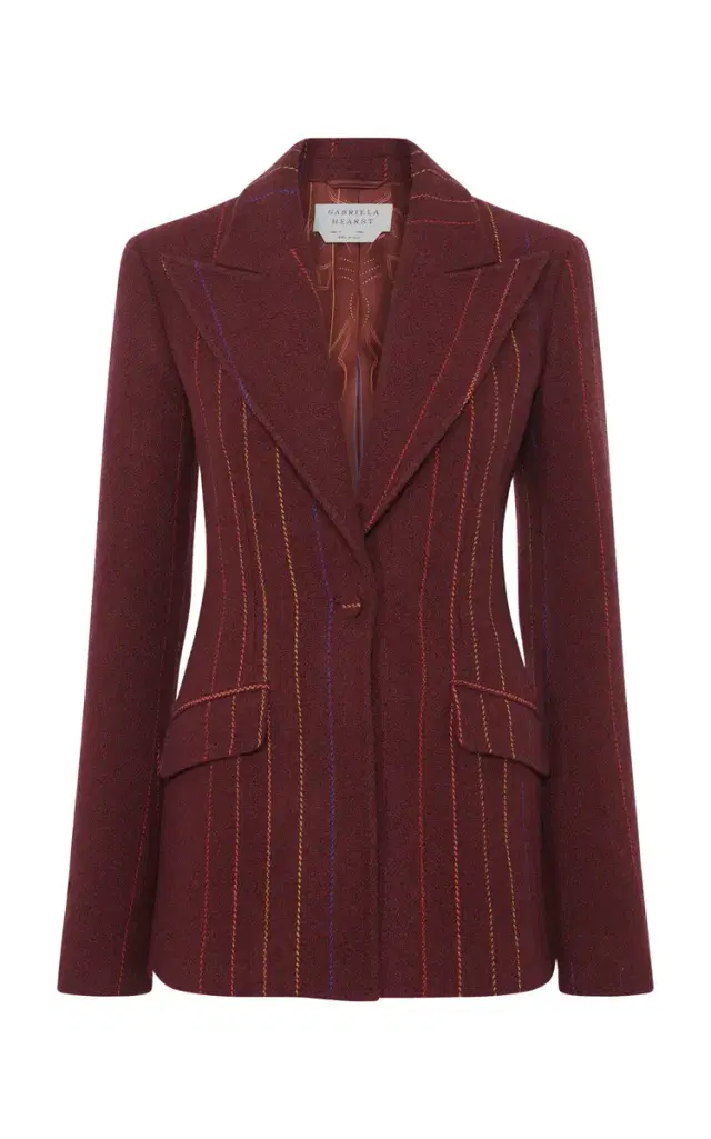Gabriela Hearst Leiva Blazer in Burnt Sienna Multi Pinstripe Wool Cashmere