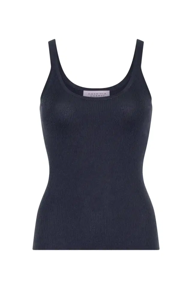 Gabriela Hearst Cinxia Knit Tank Top in Denim Cashmere Silk
