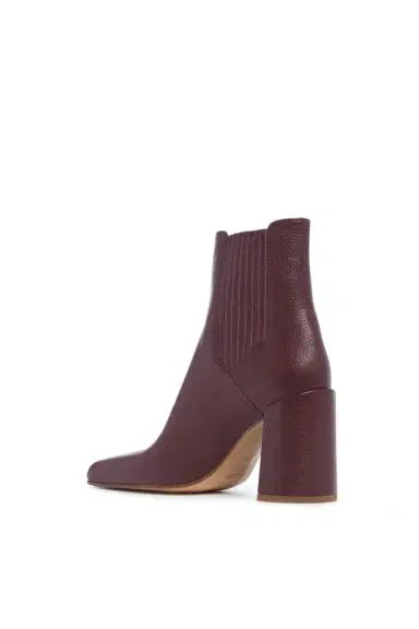 Gabriela Hearst Luke High Heel Ankle Boot in Bordeaux Textured Leather | Thumbnail 3 Gabriela Hearst Luke High Heel Ankle Boot in Bordeaux Textured Leather | Thumbnail 3