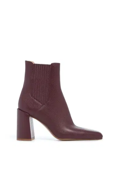 Gabriela Hearst Luke High Heel Ankle Boot in Bordeaux Textured Leather | Thumbnail 1 Gabriela Hearst Luke High Heel Ankle Boot in Bordeaux Textured Leather | Thumbnail 1