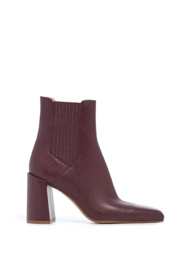 GABRIELA HEARST Luke High Heel Ankle Boot in Bordeaux Textured Leather