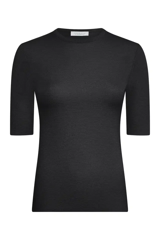 Gabriela Hearst Axis Knit T-Shirt in Black Merino Wool