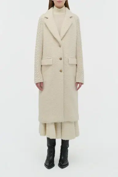 Gabriela Hearst Charles Coat in Recycled Cashmere Boucle with Cable-knit Sleeves | Thumbnail 2