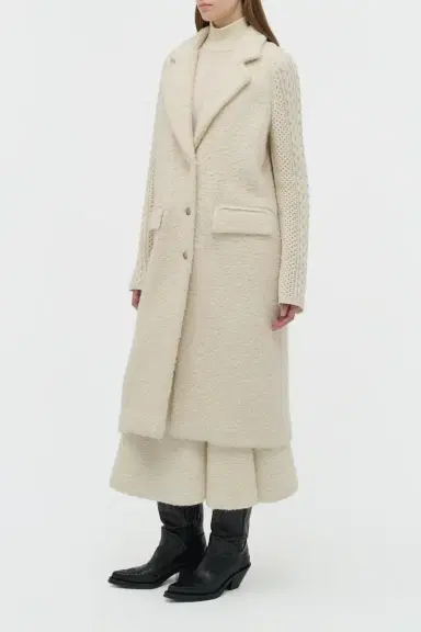 Gabriela Hearst Charles Coat in Recycled Cashmere Boucle with Cable-knit Sleeves | Thumbnail 3