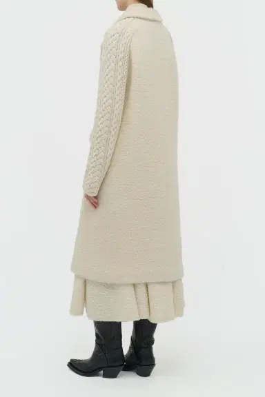 Gabriela Hearst Charles Coat in Recycled Cashmere Boucle with Cable-knit Sleeves | Thumbnail 4