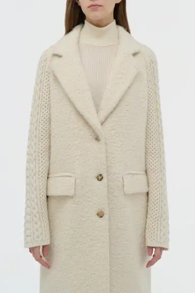Gabriela Hearst Charles Coat in Recycled Cashmere Boucle with Cable-knit Sleeves | Thumbnail 5