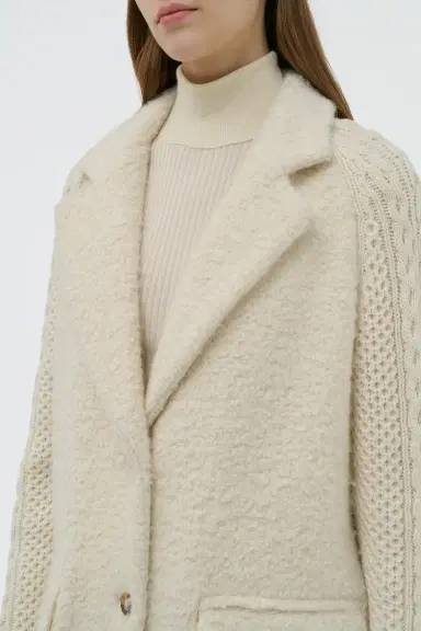 Gabriela Hearst Charles Coat in Recycled Cashmere Boucle with Cable-knit Sleeves | Thumbnail 6