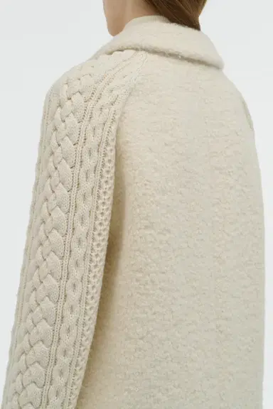 Gabriela Hearst Charles Coat in Recycled Cashmere Boucle with Cable-knit Sleeves | Thumbnail 7