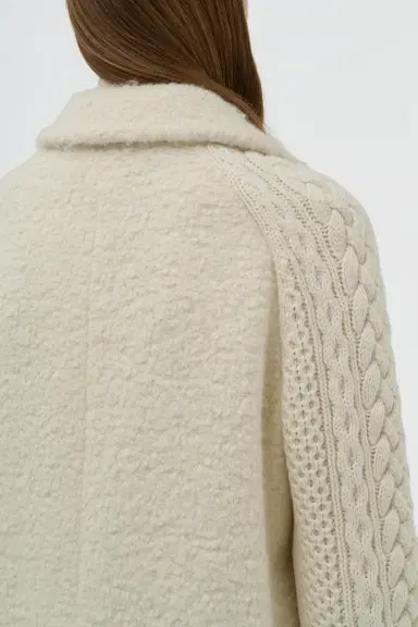 Gabriela Hearst Charles Coat in Recycled Cashmere Boucle with Cable-knit Sleeves | Thumbnail 8