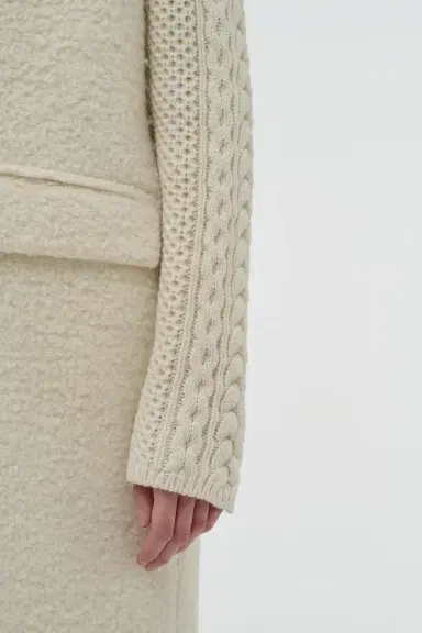 Gabriela Hearst Charles Coat in Recycled Cashmere Boucle with Cable-knit Sleeves | Thumbnail 9