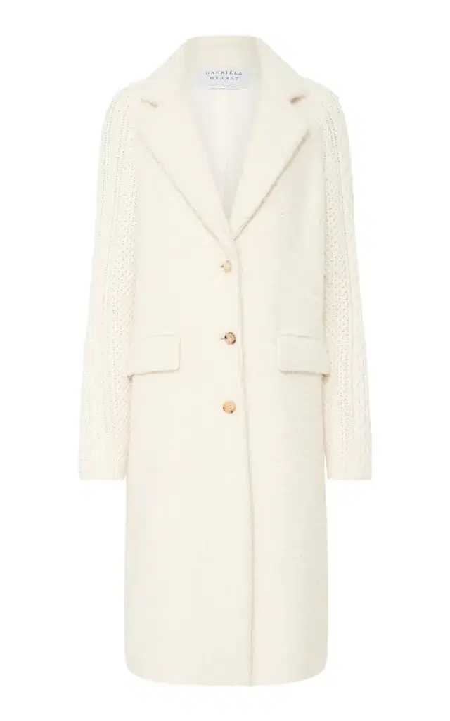 GABRIELA HEARST Charles Coat in  Recycled Cashmere Boucle with Cable-knit Sleeves
